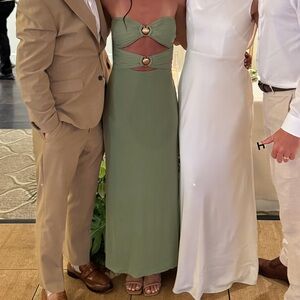 Hello Molly Olive Green Cutout Strapless Maxi Dress
